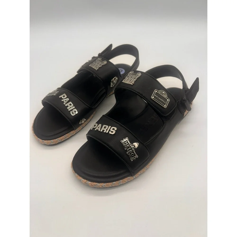 NEW Karl Lagerfeld Paris Slingback Sandals Charlay Rue Pins W9